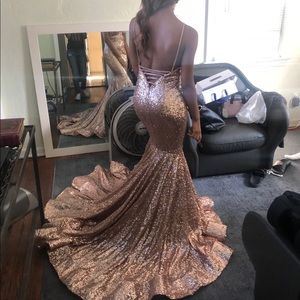 Rose Gold Sequin Prom Dress